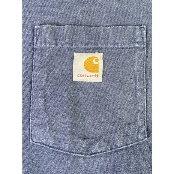 Carhartt Shirt Mens Relaxed Navy Blue Loose Fit Pocket Tee Size XL Crew Neck - Picture 6 of 10